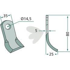 Y-slå 35x80mm med 14,5 mm hull, perfekt for mindre traktorer og redskaper.