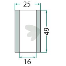 Avstandsforing 16x25x49 mm, en del som øker presisjonen i maskinens funksjon.