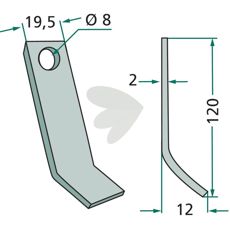Y-kølle Agria og Gutbrod med hull 8 mm, ideell for effektiv jordbearbeiding.