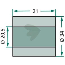 Skive, diameter 34x21x20,5 mm, ideell for festeelementer og landbruksutstyr.