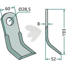 Y-hakke Berti, 28,5 mm diameter, for presisjon i landbruksmaskiner.