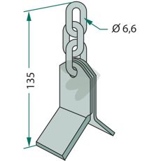 Y-hakke med treleddskjede som gir økt fleksibilitet i bruk.