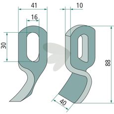 Y-hakke for Bomford, hullstørrelse 30x16 mm for høy ytelse.