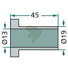 Foring 19x45 mm med hull 13 mm, passer flere maskintyper.