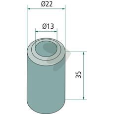 Foring for slag, 22X35mm og hull 13mm, passer Bomford og flere merker.