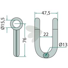 Bomford sjakel 47,5mm, sterk og holdbar, ideell for landbruk.