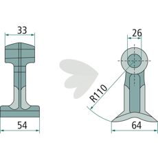Hammerslag 33/54mm med hull 26mm, høy holdfasthet for landbrukets behov.