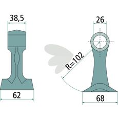 Hammerslag 38,5/62mm, med hull 26mm, perfekt for tøffe landbrukssituasjoner.
