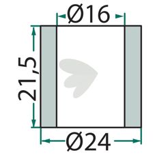 Foring for slag, 21,5X24mm med hull 16mm, passer Bomford og andre merker.