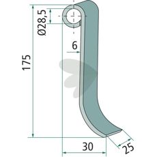 Slagkniv Berti, hull 28,5 mm, utmerket for robuste jordbruksapplikasjoner.
