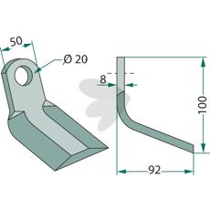 Y-hammer Cabe med 20mm hull, perfekt for presisjonsarbeid i jordbruk.