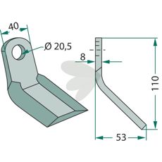 Y-kvern Cabe med hull på 20,5mm, ideell for ulike landbruksapplikasjoner.