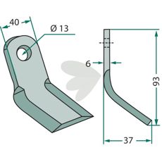 Y-kvern Carroy et Giraudon med 13mm hull, perfekt for finjustering i traktorer.