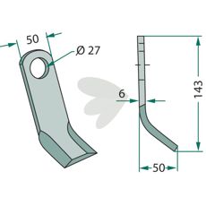Y-kvern for Bomford og Mc Connel med hull på 27mm, perfekt for kraftig bruk.