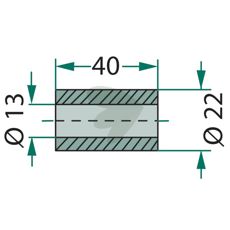 Bøsning for Doppstadt og Epoke, dimensjoner 22X40mm med 13mm hull, perfekt for erstatning.