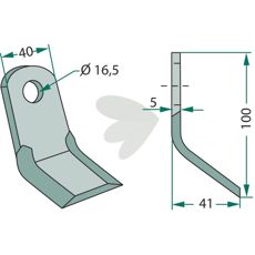 Y-kvern Dragone i størrelse 40X100mm med 16,5mm hull, perfekt for robuste applikasjoner.