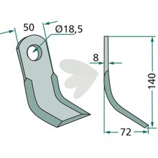 Y-kvern Dragone 50X140mm, med 18,5mm hull, ideell for bruk i tunge maskiner.