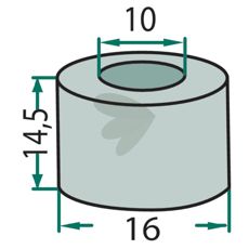 Bøsning med dimensjonene 10X16X14,5mm, sikrer effektiv funksjonalitet.