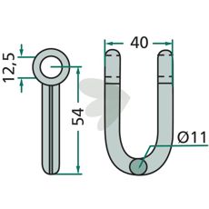 Sjakkel Dücker 40 mm, robust og pålitelig for landbruk og maskinering.