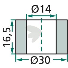 Foring for hakke Dücker, 16,5X30 mm med hull 14 mm, ideell for reparasjon.