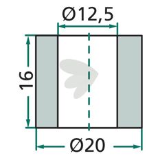 Foring hakke Dücker 16X20 mm med hull 12,5 mm, perfekt for reparasjoner.