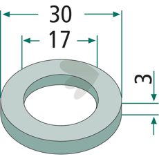 Skive 17X30X3 mm, anvendelig innen jord- og skogbruk.