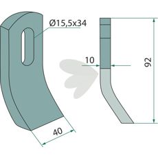 Slagkniv Epoke/Turner med hull 15,5X34 mm, perfekt for landbrukseffektivitet.