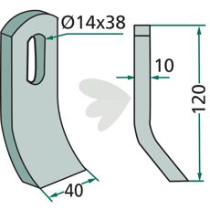 Hakke Epoke/Turner 120X40 mm, betydelig i landbruksapplikasjoner.