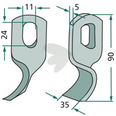 Slagkniv vridd Epoke, 5X90mm, perfekt for effektive landbruksoppgaver.