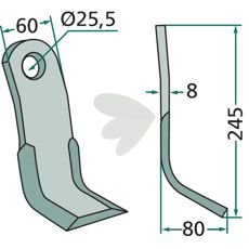 Y-slag 60X245mm hull 25,5mm, perfekt for intensivt jordarbeid.