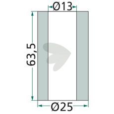Bøssing slag Ferri 25X63,5mm med hull på 13mm, ideell for reparasjon.