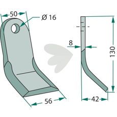 Y-slags Ferri med hull på 16mm, ideell for maskinens ytelse.
