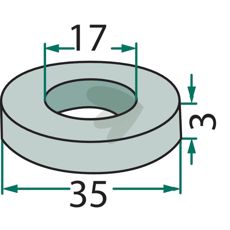 Skive av høy kvalitet, 17X35X3mm, passende for mange applikasjoner.