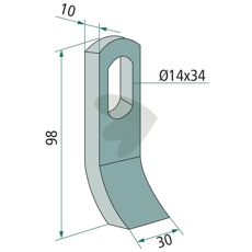 Slagkniv Gilbers med hull 14X34 mm, perfekt for traktorer og landbruksmaskiner.