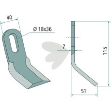 Y-slag Zampini med hull 18X36 mm, ideell for ulike typer maskiner.