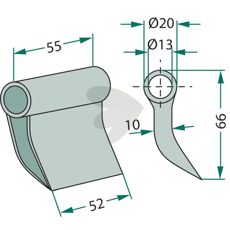 Slagkniv Dücker med hull 13 mm, ideell for effektiv maskindrift.