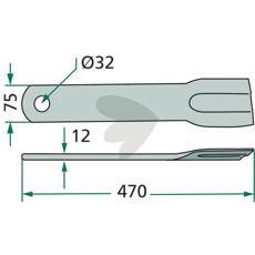 Howard/Kongskilde slagkniv, hull 32mm, passer bra for allsidig bruk i jordbruket.