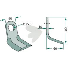 Y-slaga for Howard/Kongskilde m.fl., hull 25,5mm, perfekt for maksimere jordbrukets effektivitet.