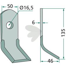 Y-slaga Humus 50X135mm med 16,5mm hull, ideell for effektiv jordbearbeiding.