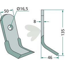 Y-slaga Humus i 50X135mm med 16,5mm hull for optimal markbearbeiding.