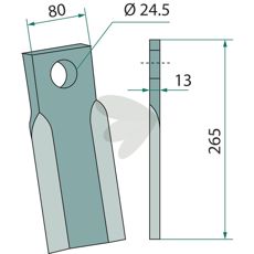 Kniv 13X24, 5X80, ideell for skjæring i landbruks- og industrimiljøer.