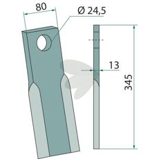Hymach kniv 13X24, 5X80, beregnet for effektiv drift av maskiner.
