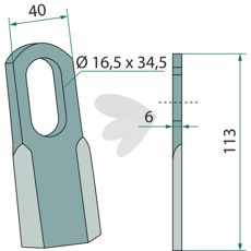 Kniv 6X40X16, 5/34, 5, effektiv skjæreopplevelse for ulike anvendelser.