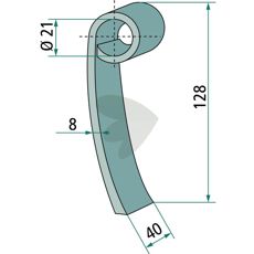 Effektiv slagkniv fra Bomford med hull for enkel montering, diameter 21 mm.