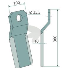 Slagkniv med 10 mm tykkelse, perfekt for harde jordforhold og robust bruk.