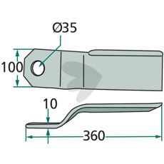 Venstre slagkniv Szolnoki, 35 mm, best egnet for 221-RZ3-modellen.
