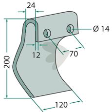 Slagkniv Dücker med hull på 14 mm, en nøkkelkomponent for maskiner.