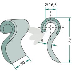 Slagkniv Type MS-R, robust og pålitelig for ulike landbruksapplikasjoner.