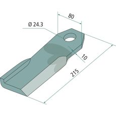 Humus slagkniv med hull 24,3 mm, perfekt for jordbearbeiding.