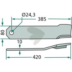 Venstre slagkniv for Type HK 2000, effektiv for mange anvendelser.